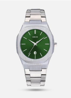 Silver with green dial