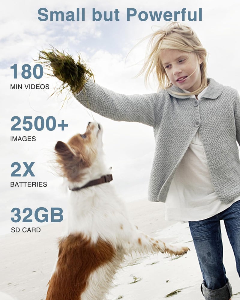 Lecran Digital Camera, FHD 1080P Kids Camera with 32GB Card, 2 Batteries, Lanyard, 16X Zoom Anti Shake, 44MP Compact Portable Small Point Shoot Camera for Kids Children Teens Girl Boy(Charcoal) - Image 4