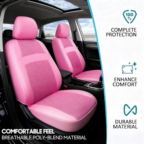 JINGSEN Car Seat Cover Full Set,3D Breathable Mesh Seat Cover,5mm Composite Sponge,Cute Car Accessories for Women,Universal Type Suitable for Sedans,SUV,Trucks (Pink) - Image 4