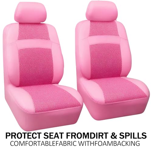 JINGSEN Car Seat Cover Full Set,3D Breathable Mesh Seat Cover,5mm Composite Sponge,Cute Car Accessories for Women,Universal Type Suitable for Sedans,SUV,Trucks (Pink) - Image 3
