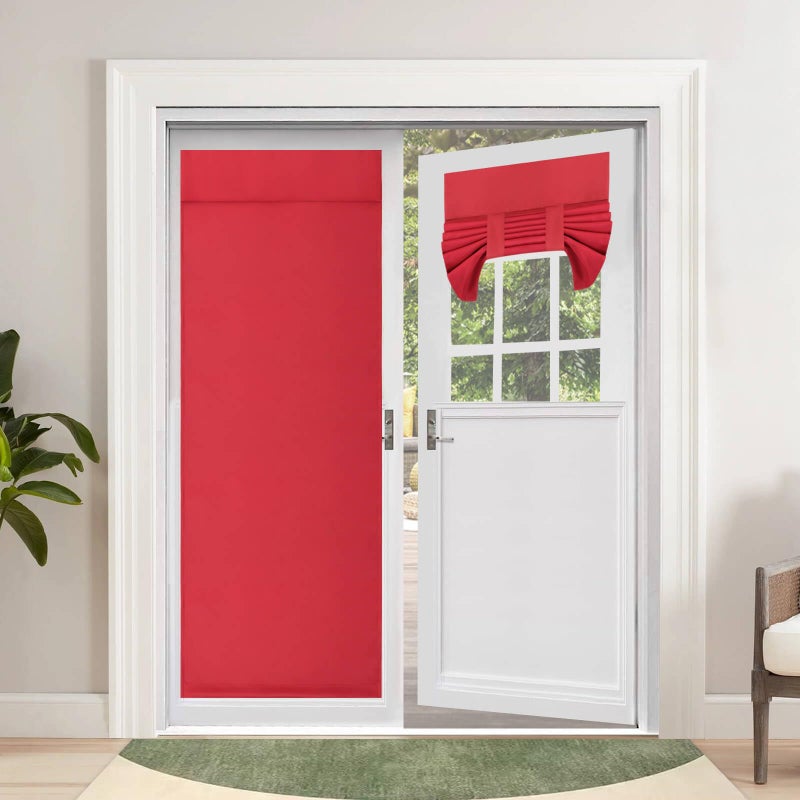 OutdoorLines خطوط خارجية لتيرة الأبواب الفرنسية ستائر الخصوصية المعزولة الحرارية معزولة الظلال الزجاجية سهلة تثبيت الستائر النافذة التريسيا الستارة الأمامية W26 x L80 بوصة عيد الميلاد الأحمر 1 لوحة - Image 1
