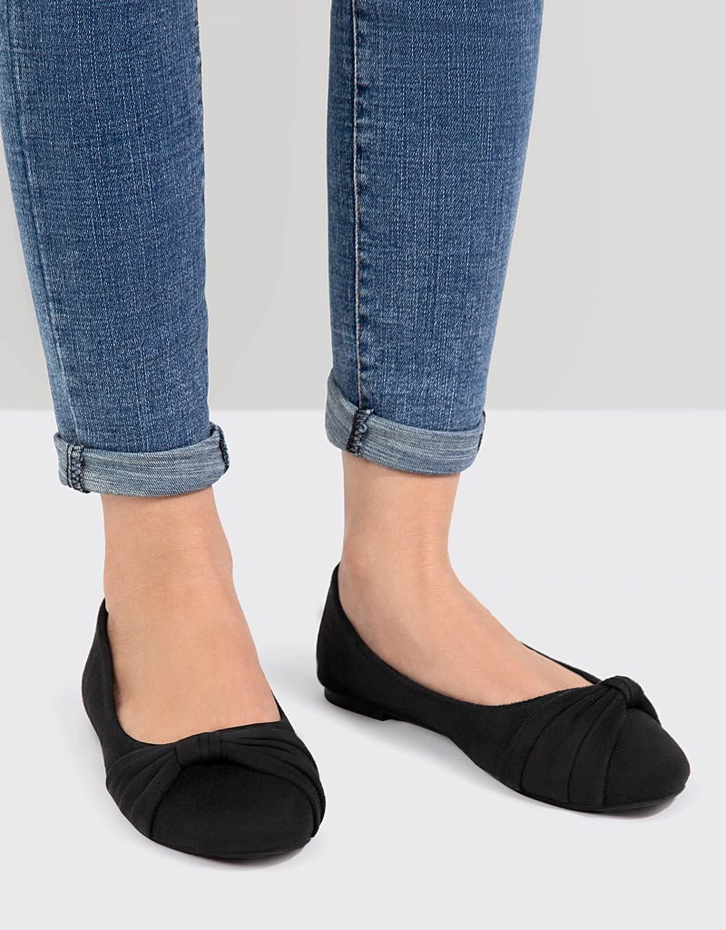 MaxMuxun Women's Black Flats Shoes Faux Suede Round Toe Ballet Dressy Flats Comfortable Slip On Walking Shoes Size 7 - Image 2