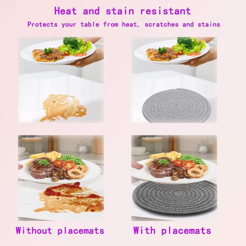 Set of 4 Heat-resistant Placemats for Hot Dishes and Pots - Boho Farmhouse Style - Image 5