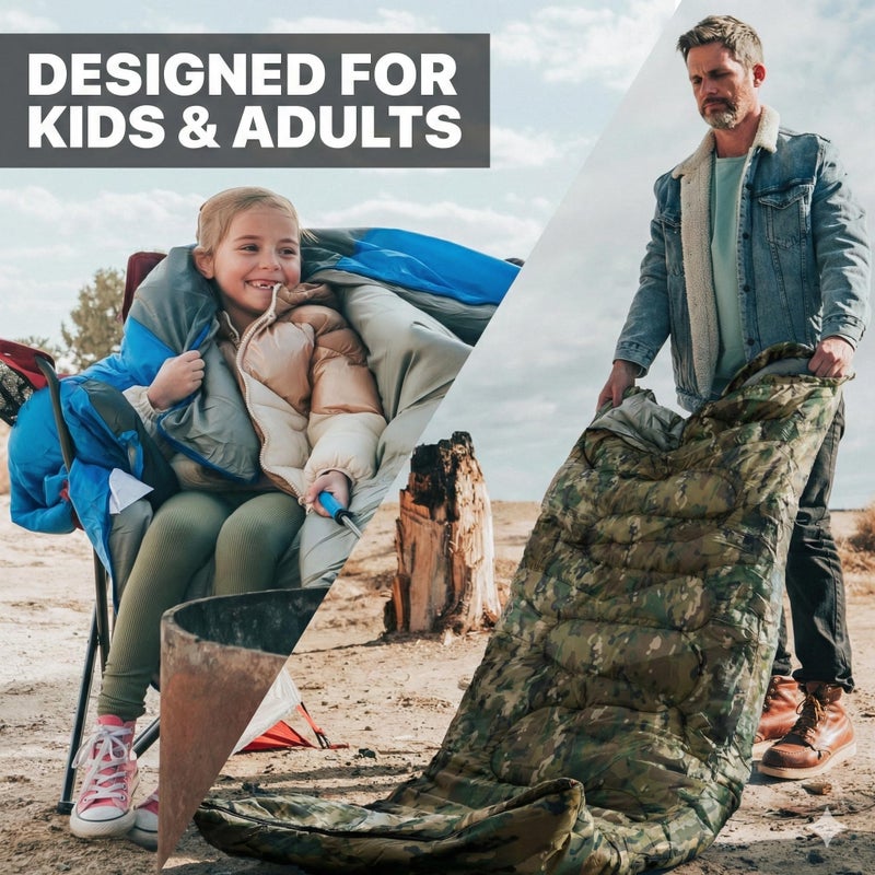 MalloMe Sleeping Bags for Adults Cold Weather & Warm - Backpacking Camping Sleeping Bag for Kids 10-12, Girls, Boys - Lightweight Compact Camping Essentials Gear Accessories Hiking Sleep Must Haves - Image 5