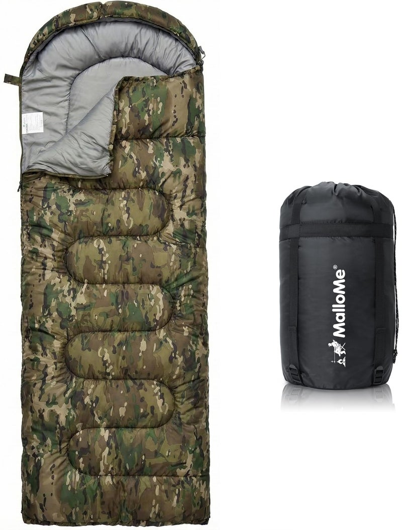 MalloMe Sleeping Bags for Adults Cold Weather & Warm - Backpacking Camping Sleeping Bag for Kids 10-12, Girls, Boys - Lightweight Compact Camping Essentials Gear Accessories Hiking Sleep Must Haves - Image 1
