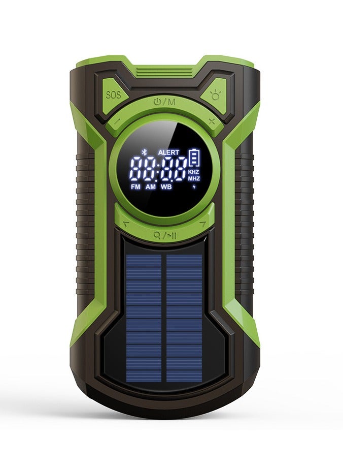 5000mAh Hand Crank Emergency Radio Flashlight, Solar Powered Multi Function Radio with Bluetooth, AM FM NOAA Weather Band, USB Charging, IPX5 Water Resistant Outdoor Portable(Green) - Image 1