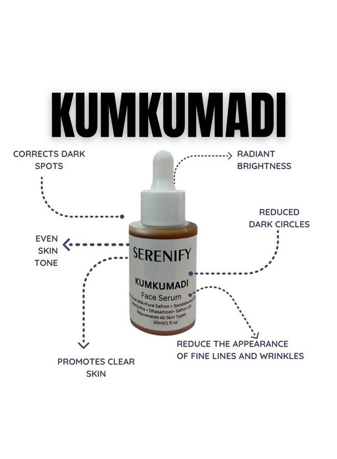 SERENIFY Kumkumadi Skin Brightening Face Serum for Glowing Skin, Dull & Damage Skin Repair | Natural Anti Aging Serum 30ml - Image 3