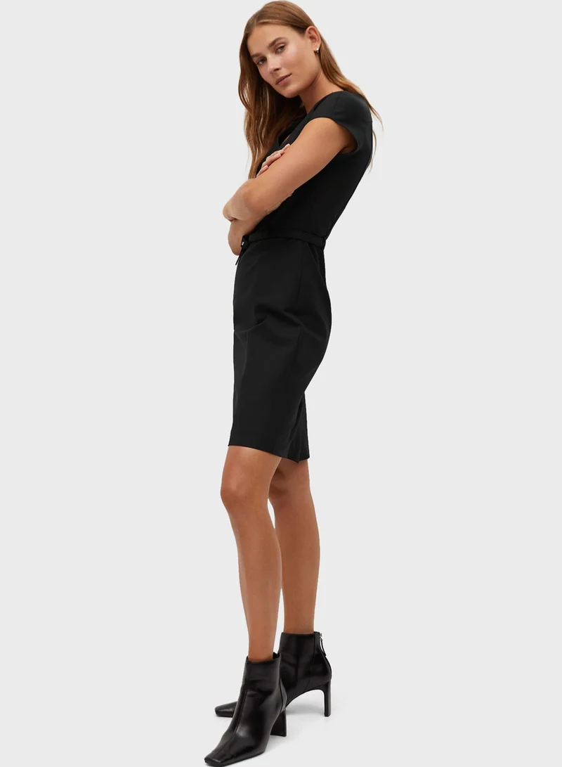 MANGO Seam Detail V-Neck Dress