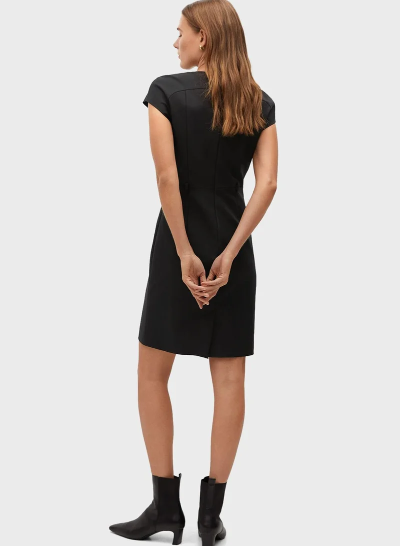 MANGO Seam Detail V-Neck Dress