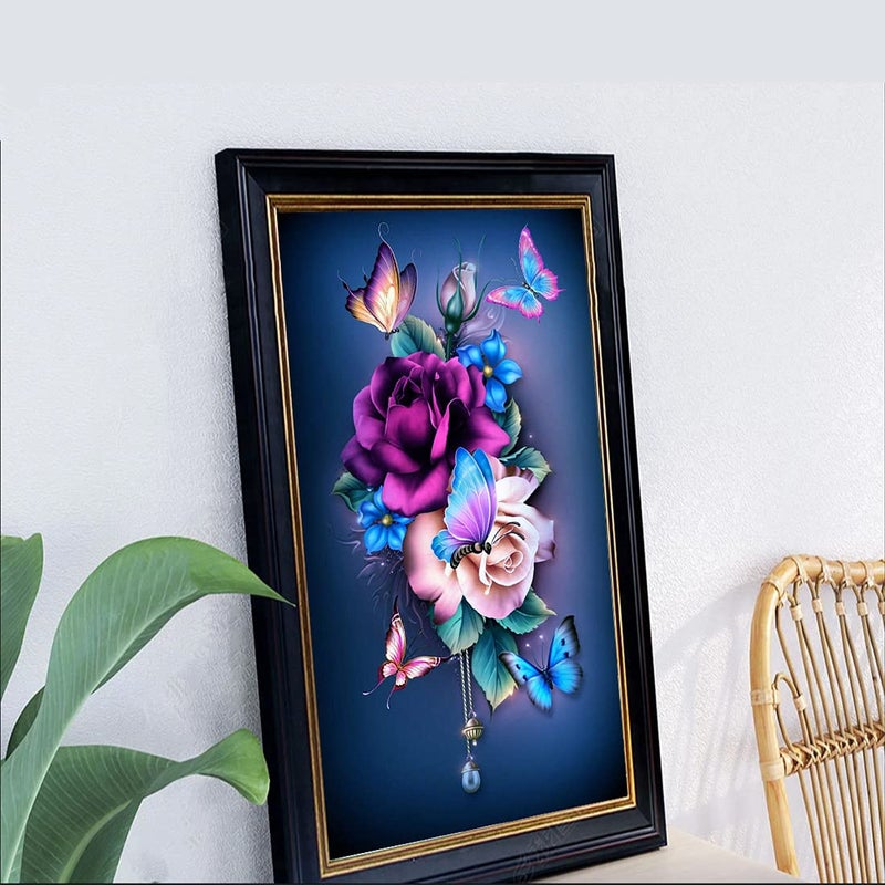 DOTZSO Painting Kits for Adults Diamond,DIY 5D Round Full Drill Butterfly Flowers Diamond Art,Very Suitable for Home Leisure and Wall Decoration 11.8x15.7 (Inches) - Image 4