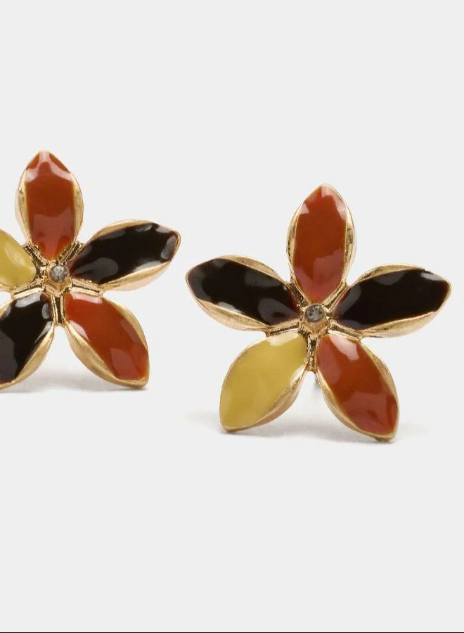 بارفوا أقراط زهور بمينا متعددة الألوان متعددة الألوان