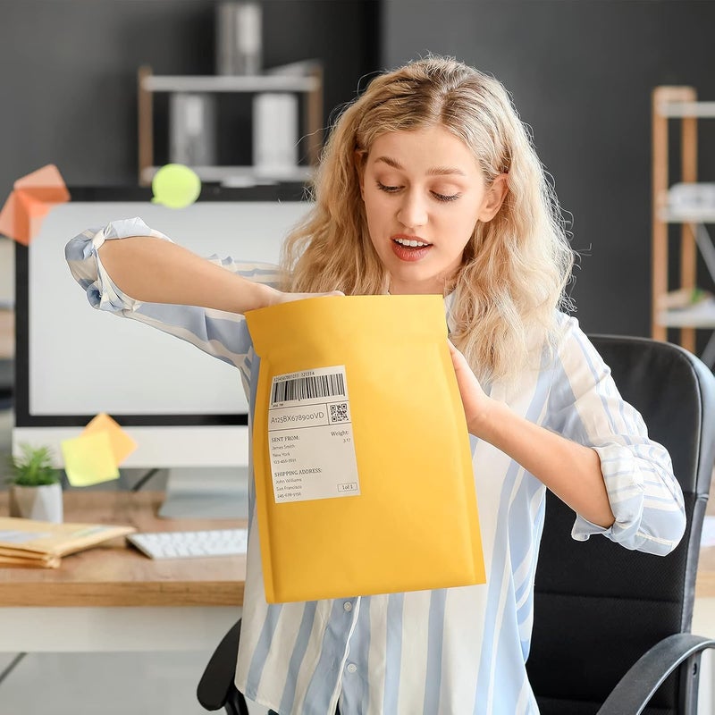 UCGOU Kraft Bubble Mailers 5x8.6 Inch Usable Size 5x7 Inch 50 Pack Yellow Padded Envelopes Small Business Mailing Packages Self Sealing Tear Resistant Boutique Bulk Mail Shipping Bags Bubble Mailers - Image 5