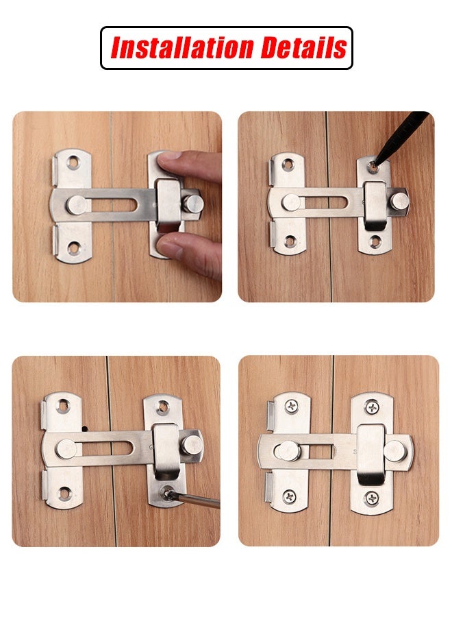 HOMESTAR 1pcs Stainless Steel Gate Latches Lock Door Latch,Safety Door Lock, Buckle, Brushed Finish for Closet Door, Garden, Household, Bathroom, Outdoor, Garage - Image 3