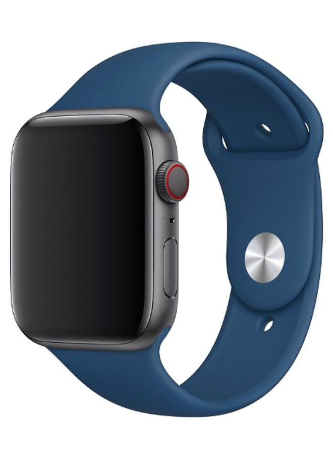 Solid Silicone Replacement Band For Apple Watch Series 5/6/7 42/44/45mm Blue Horizon - Image 1