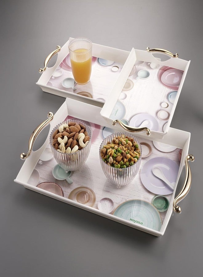 Nayasa Regency Plastic Serving Tray Set of 3 (Small, Medium, Big) | Kitchen Tray for Serving Tea, Coffee, Snacks | Multi Purpose Serveware | White - Image 1
