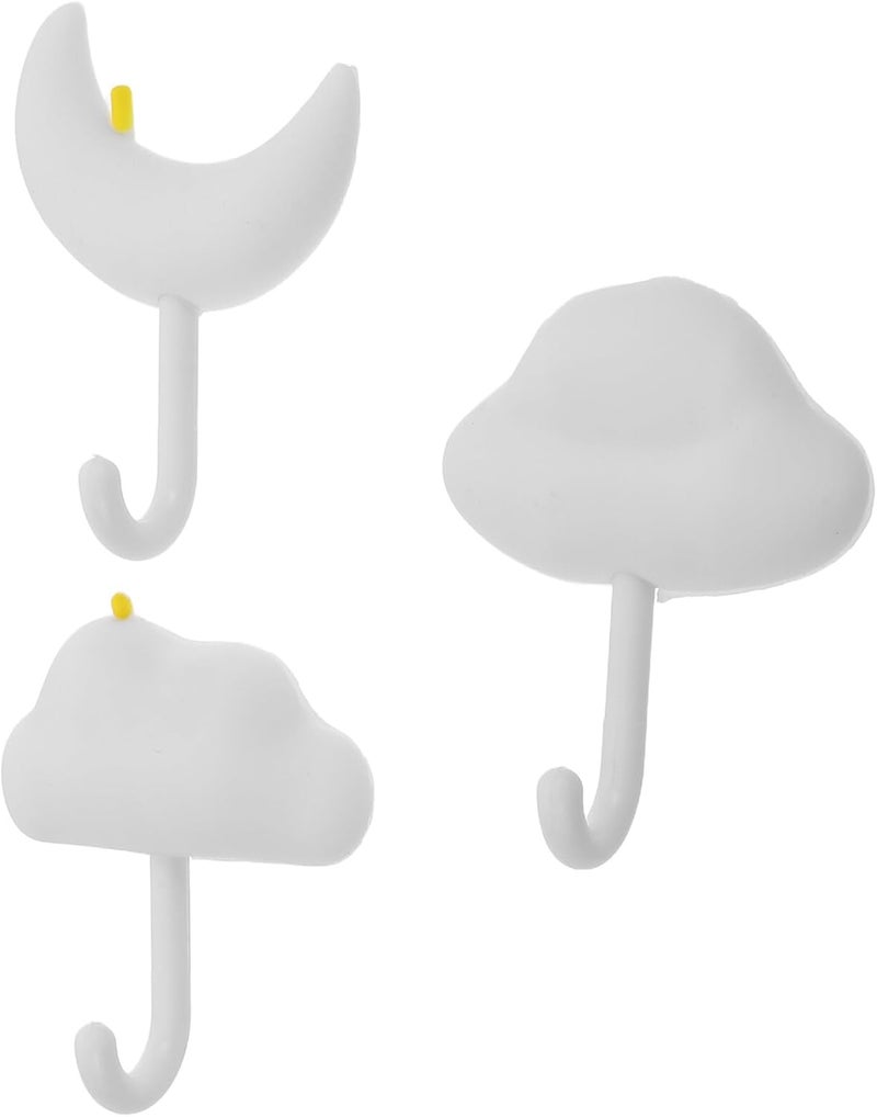 3pcs No-Drill Self-Adhesive White Wall Hooks Household Hanging Hooks for Door Coat Towel Storage Bathroom Entryway Organizing - Image 1