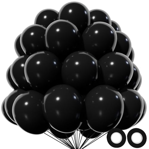 KAWKALSH Black Balloon 110pcs 12 Inch Thickened Latex Party Balloons Helium Bright Color for Birthday Baby Shower Wedding Party Supplies Arch Garland Decoration - Image 1