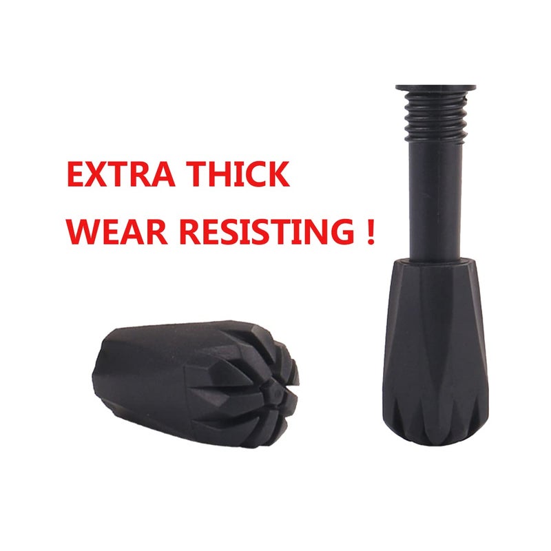 Diooid Hiking Pole Tips Extra Thick and Wear Resisting Trekking Pole Tips Replacement Pole Rubber Tip Protectors Fits Most Standard Hiking Poles with 11mm Hole Diameter Black - Image 2