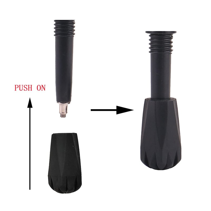 Diooid Hiking Pole Tips Extra Thick and Wear Resisting Trekking Pole Tips Replacement Pole Rubber Tip Protectors Fits Most Standard Hiking Poles with 11mm Hole Diameter Black - Image 4
