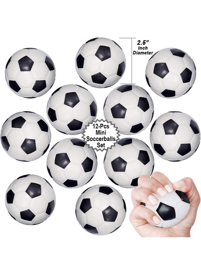 12 Pcs Mini Soccer Balls,Squeezable Stress Soccers,Excellent Anti-Stress Balls for Tension Relief,Relaxation Gadgets,Fidget Toys,Party Favors, Ball Games - Image 1