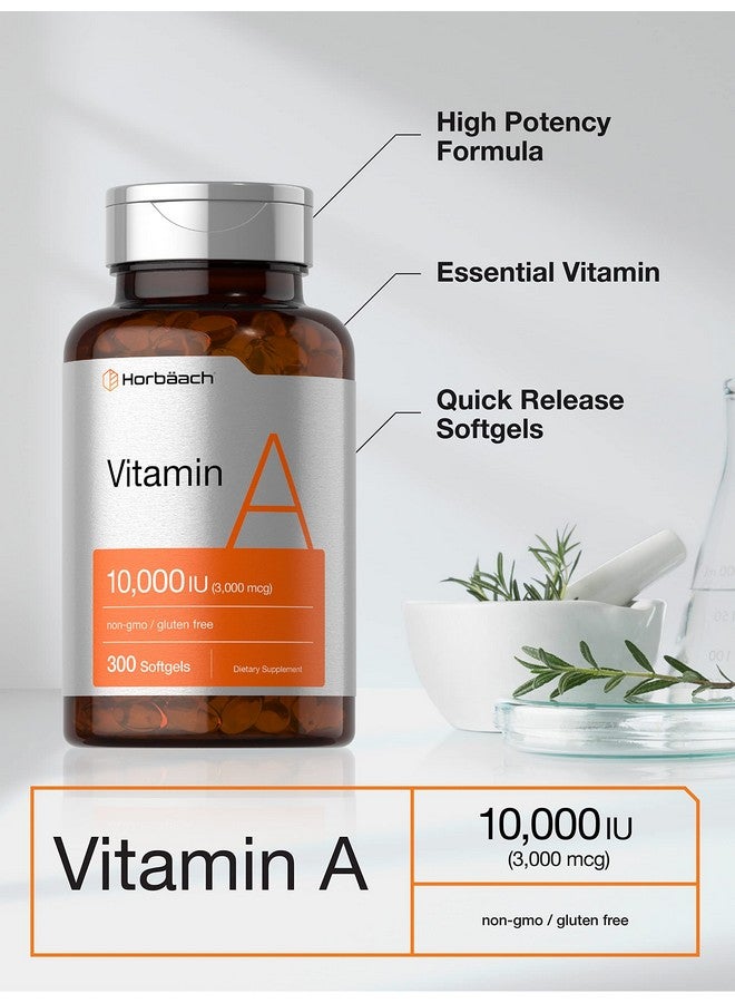 Horbäach Vitamin A 10000 IU Softgels | 300 Count | Non-GMO, Gluten Free Supplement - Image 3