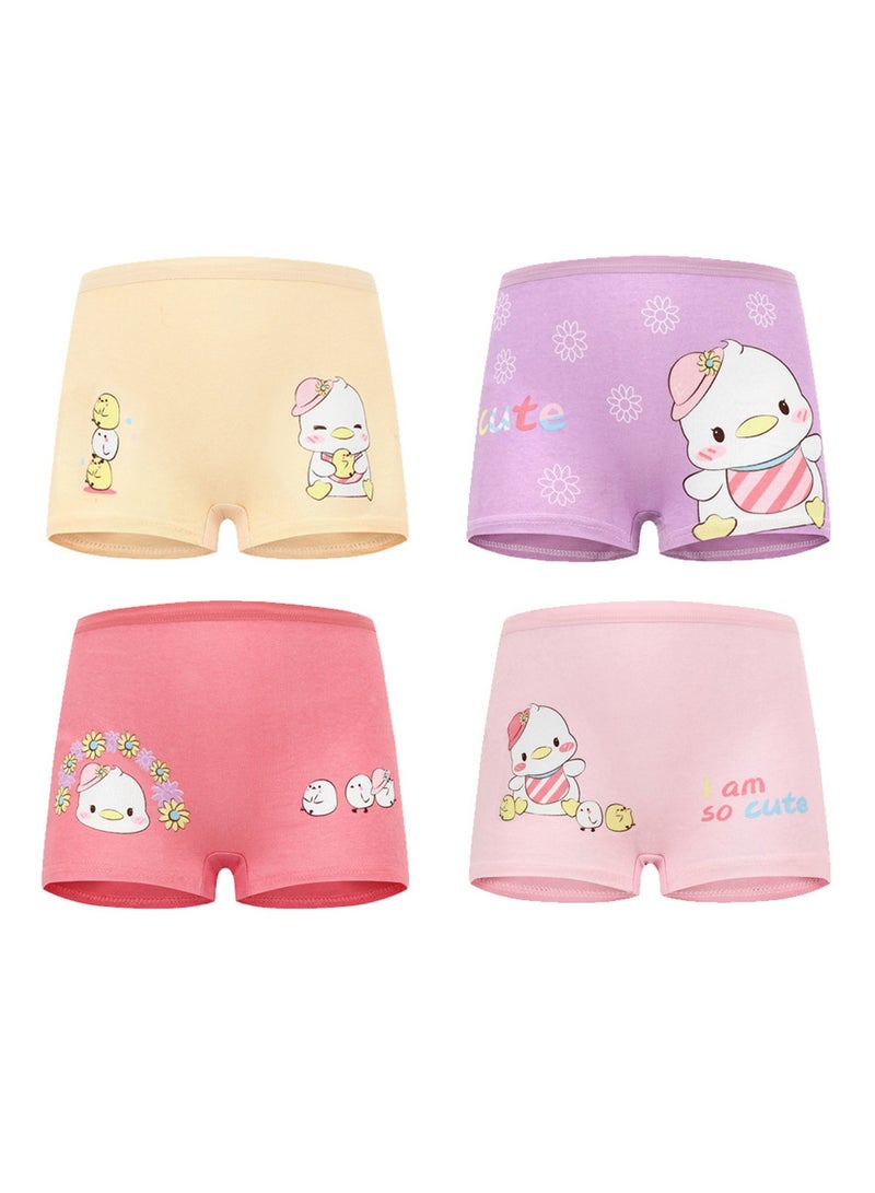 أيية شورتات سلامة بطة الفتيات الكارتون للبطة ، 4 عبوات ، وردي وأرجواني ، وسائل داخلية ناعمة وناعمة مع سروال فتاة ناعمة مرنة عالية مرنة - Image 1
