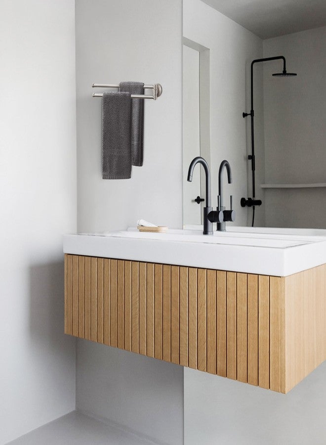 BGL Swivel Towel Bar for Bathroom Brushed Nickel,Swing Out Double Towel Bar 2-Arm Kitchen Wall Mounted Towel Hanger Holder for Bathroom Organizer - Image 2