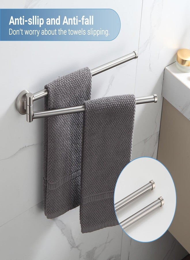 BGL Swivel Towel Bar for Bathroom Brushed Nickel,Swing Out Double Towel Bar 2-Arm Kitchen Wall Mounted Towel Hanger Holder for Bathroom Organizer - Image 4