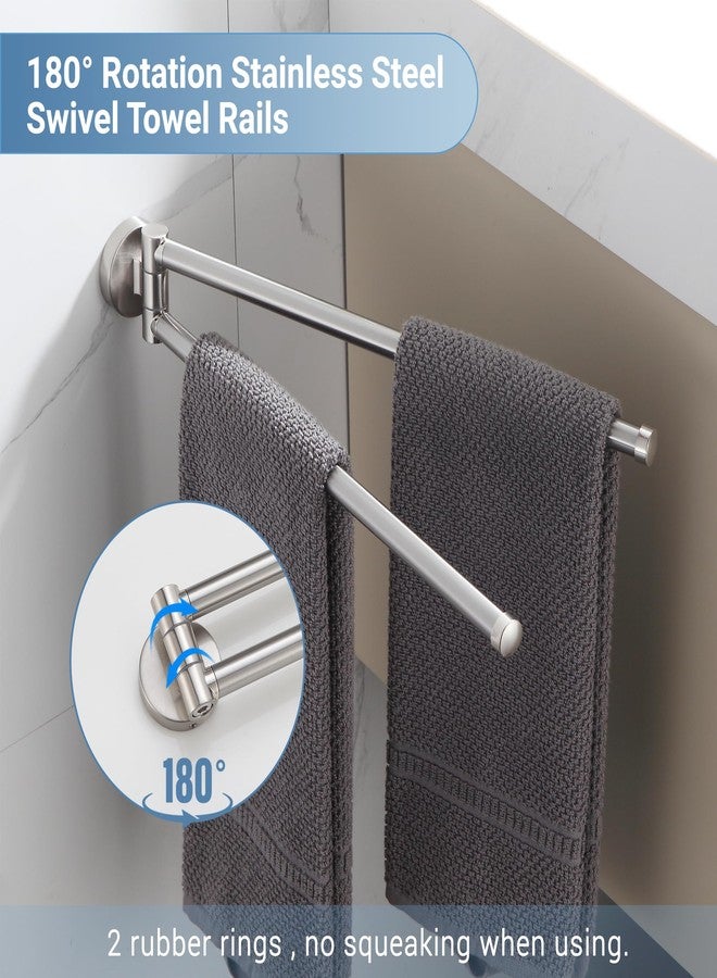 BGL Swivel Towel Bar for Bathroom Brushed Nickel,Swing Out Double Towel Bar 2-Arm Kitchen Wall Mounted Towel Hanger Holder for Bathroom Organizer - Image 5