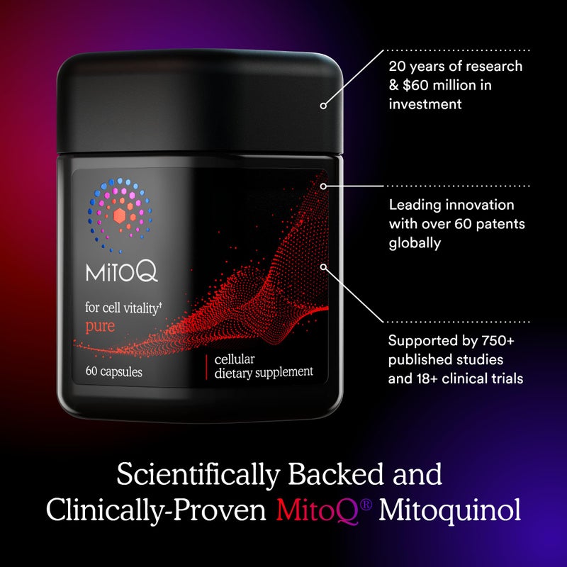 MitoQ مكمل ميتوكيو كيو النقي المستهدف للميتوكوندريا | تقليل ضرر الجذور الحرة والإجهاد التأكسدي | يدعم طول عمر الخلايا، الصحة الأيضية، الشيخوخة الصحية، والطاقة (60 كبسولة) - Image 4