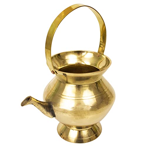 Spillbox Brass Kamandal for Temple | Purnakumbha | Ganga Jal | Pital Kamandalam Kalash | Kamandalu | Kumbh | Thirukaveri | Theertham Holy Water Lota for puja| Pooja - Image 1