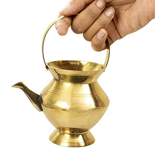 Spillbox Brass Kamandal for Temple | Purnakumbha | Ganga Jal | Pital Kamandalam Kalash | Kamandalu | Kumbh | Thirukaveri | Theertham Holy Water Lota for puja| Pooja - Image 5