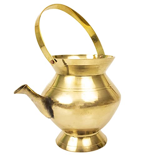 Spillbox Brass Kamandal for Temple | Purnakumbha | Ganga Jal | Pital Kamandalam Kalash | Kamandalu | Kumbh | Thirukaveri | Theertham Holy Water Lota for puja| Pooja - Image 3