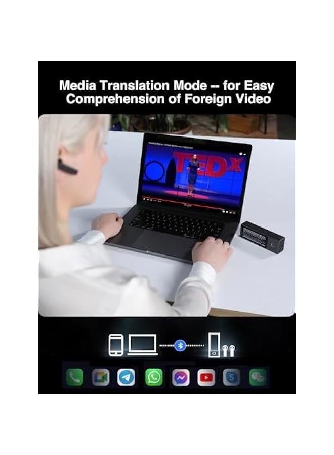 تايم كاتل موزع مترجم ذكاء اصطناعي X1 من تايم كيتل، كيان مستقل، سماعة اذن مترجمة متزامنة ثنائية الاتجاه، جهاز مترجم مطور مع ترجمة الوسائط، وضع العرض التقديمي وترقية تي تي اس للاجتماعات متعددة اللغات - Image 5