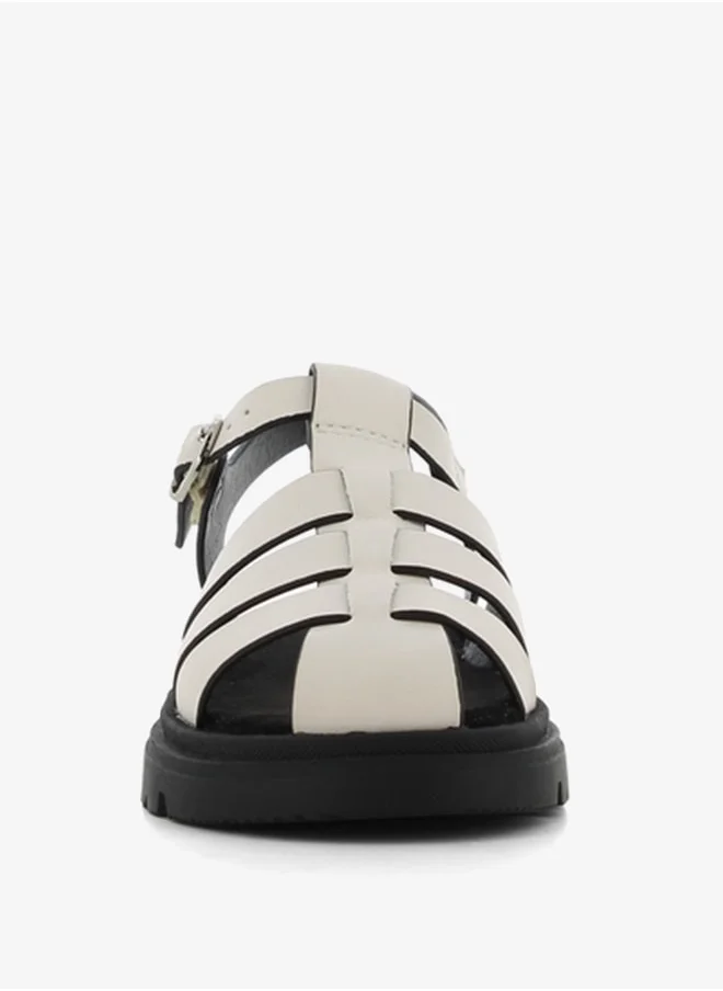 SJ Girls' Solid Backstrap Sandals with Buckle Closure