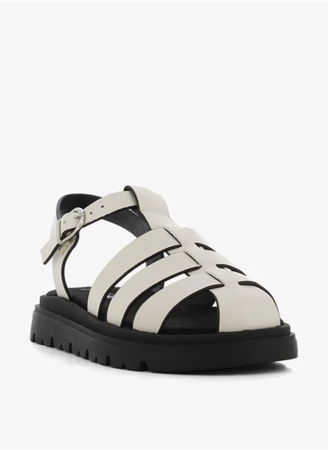SJ Girls' Solid Backstrap Sandals with Buckle Closure
