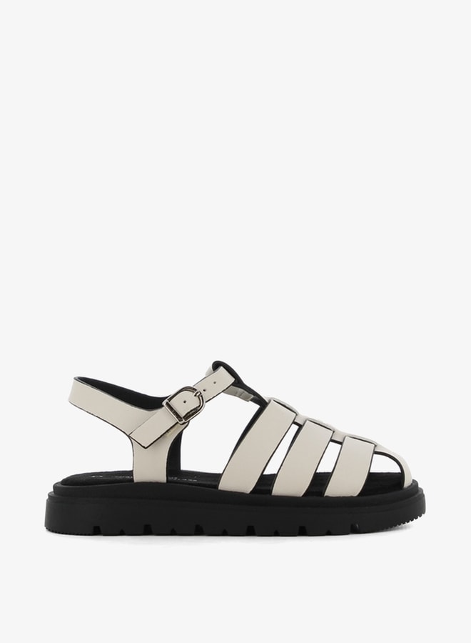 SJ Girls' Solid Backstrap Sandals with Buckle Closure  - Image 2
