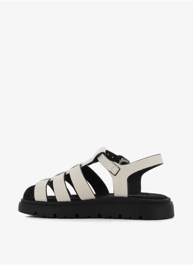 SJ Girls' Solid Backstrap Sandals with Buckle Closure
