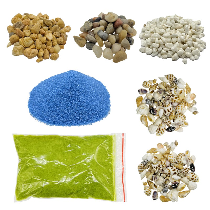 Cayway 7 Pack Miniature Basing Kit Scenery Basing Material Kit Include Stone, Decorative Sand, Grass, Snow for Projects Model Train Railways Architecture Landscape, Mini Garden - Image 1