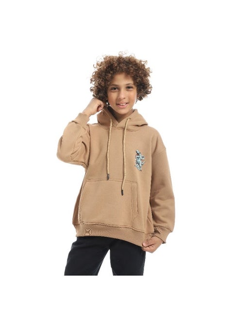 هودي  أولادي ميلتون شتوي مزود بطباعات علي الصدر والضهر