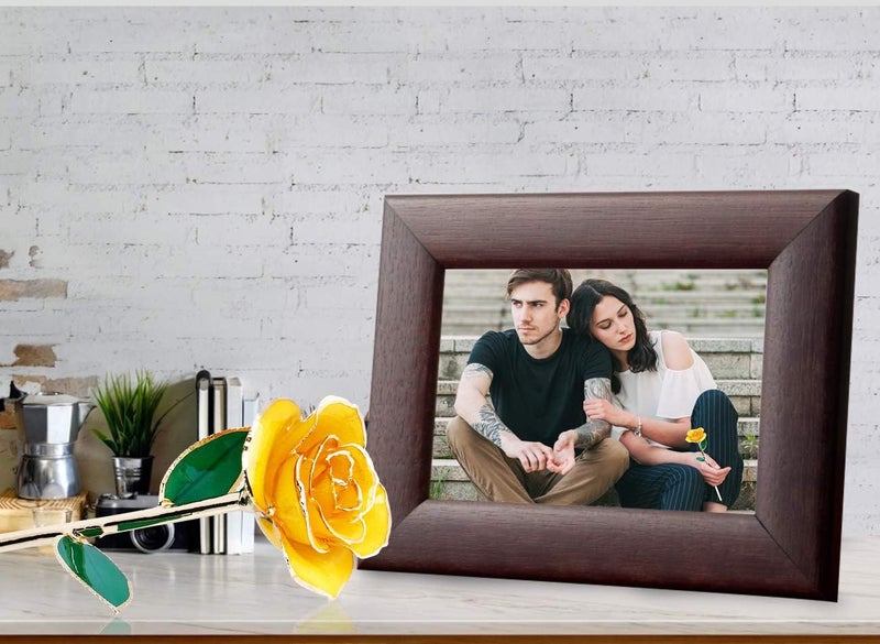 klarako 24K Yellow Rose for Her, Eternal Eternity Love Real Gold Plated Rose Flower, Romantic Present for Wife, Girlfriend, Anniversary, Parting, Apologize (Yellow) - Image 2