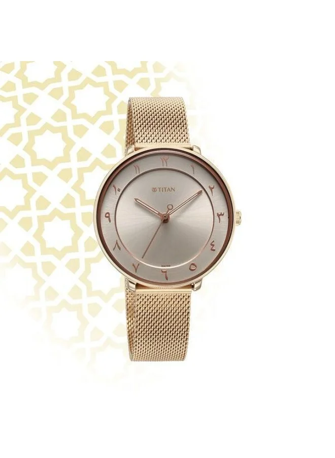 TITAN Marhaba Quartz Analog Beige Dial Rose Gold Stainless Steel Strap Watch for Women - 2651WM09