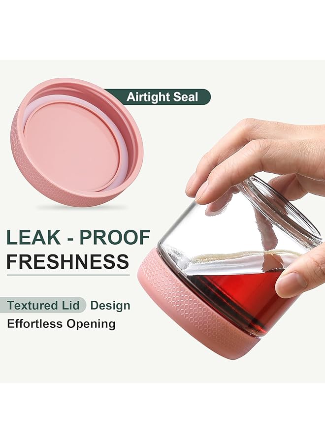 إكسفور برطمانات زجاجية سعة 10 أونصة بأغطية محكمة الإغلاق، عبوة من 3 برطمانات ماسون واسعة الفم لتخزين الشوفان طوال الليل، والسلطة، والوجبات الخفيفة، والزبادي، والتوابل، والسكر، وحاويات زجاجية لتخزين الطعام - Image 3