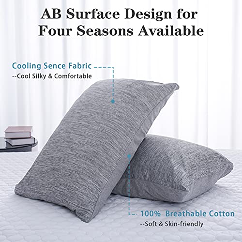 CHOSHOME Cooling Pillow Cases Zipper Pillow Covers Q-Max > 0.45 Zippered Pillowcases for Hot Sleepers, Soft, Breathable, Skin-Friendly, 2 Pack (Standard, 20" x 26", Grey) - Image 2