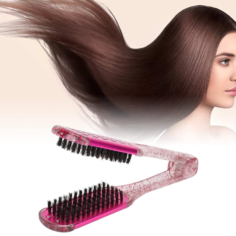 klarako Hair Straightening Splint Comb, Soft Hair Double Sided Hair Straightener Clamp Brush Styling Tool Rose Red - Image 3