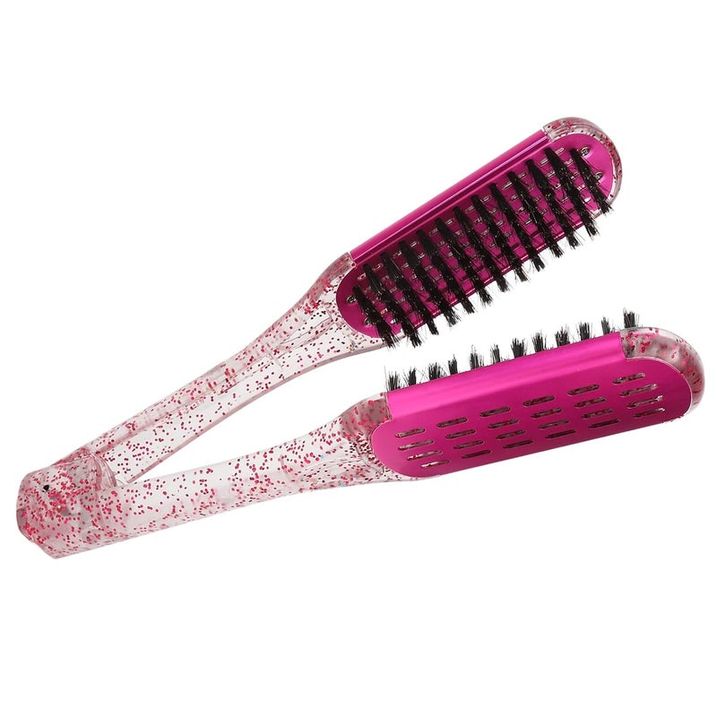 klarako Hair Straightening Splint Comb, Soft Hair Double Sided Hair Straightener Clamp Brush Styling Tool Rose Red - Image 4