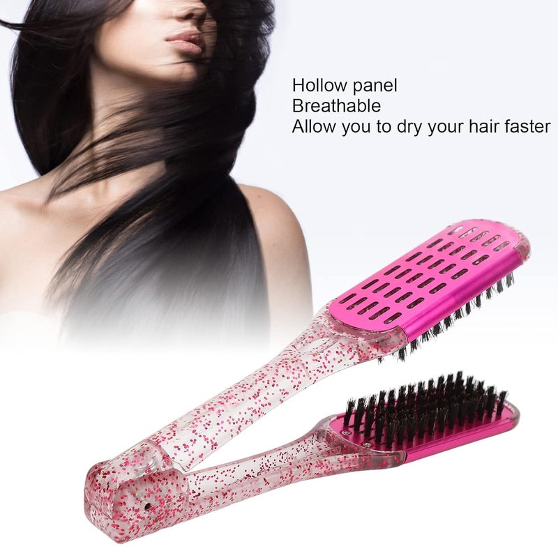 klarako Hair Straightening Splint Comb, Soft Hair Double Sided Hair Straightener Clamp Brush Styling Tool Rose Red - Image 2