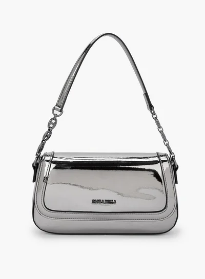 Flora Bella By Shoexpress Metallic Shoulder Bag with Flap Closure