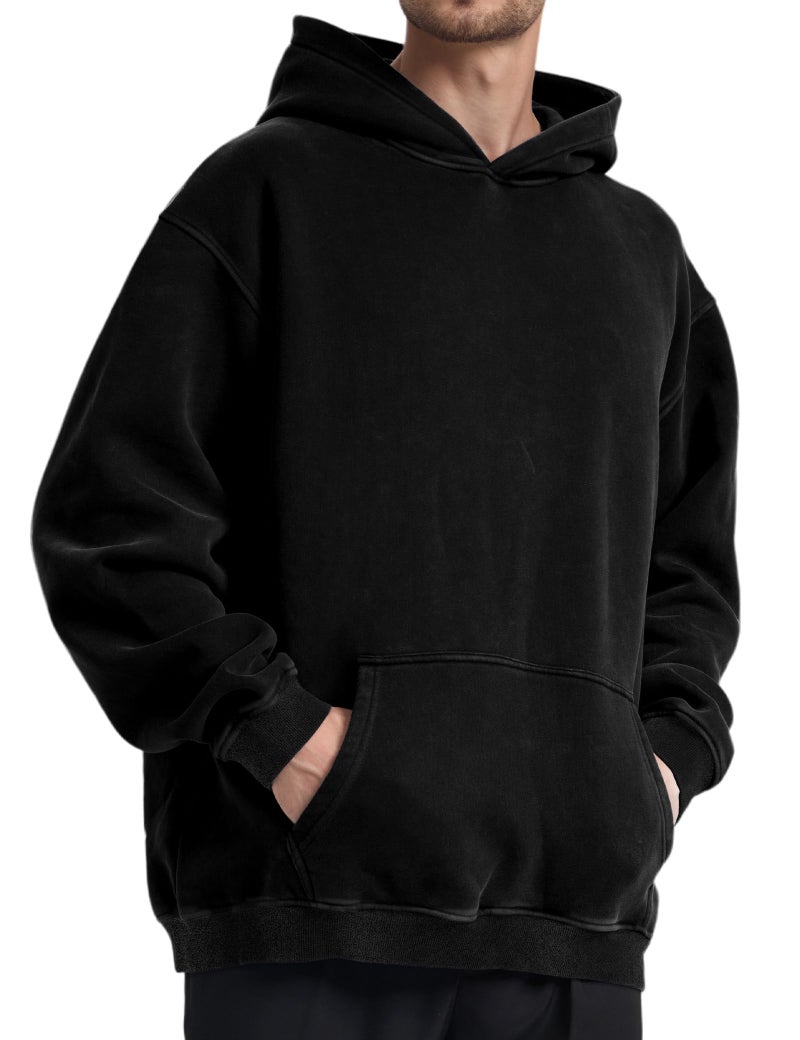 Dnzzs Acid Wash Hoodie Super Soft Sweatshirt for Mens Pullover Oversized Men's Fashion Hoodies & Sweatshirts Vintage Black Streetwear - Image 4