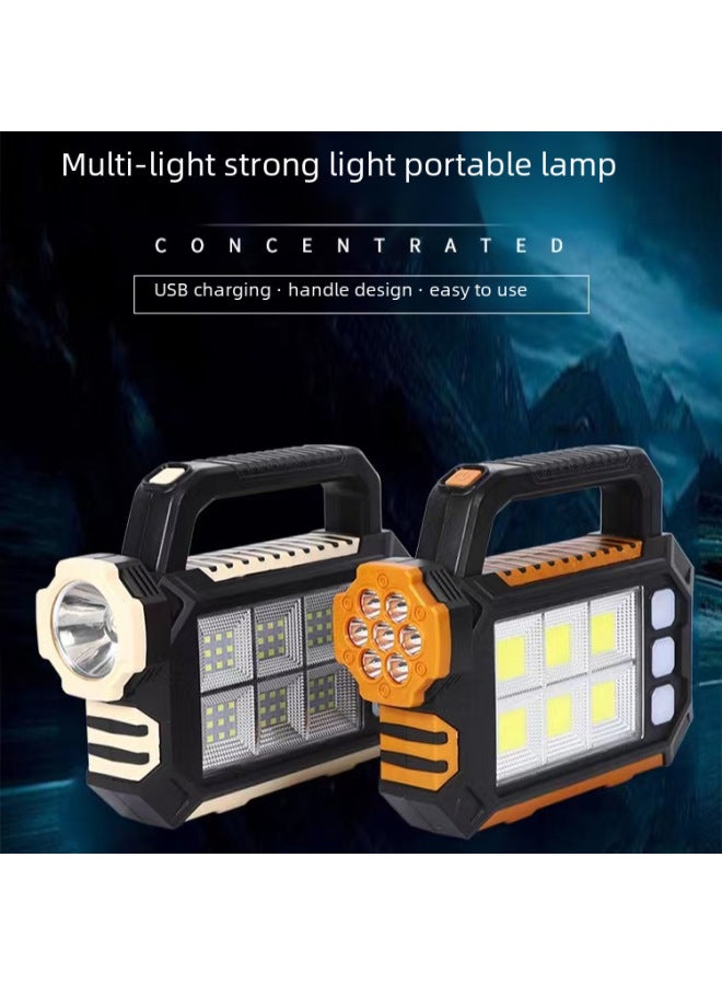 30w Solar Powered Handheld Flashlight Multi-functional Outdoor Camping Brightness Handheld Torch Usb Light Shot Camping Lamp-Color:8020 Solar Portable Lamp COB  - Image 2